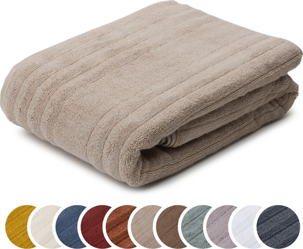 sleepling liebling Badetuch Luxus Bio Baumwolle, Serie Marseille, 770 gr. / m², 100 x 150 cm, , saugstark, schnelltrocknend, taupe