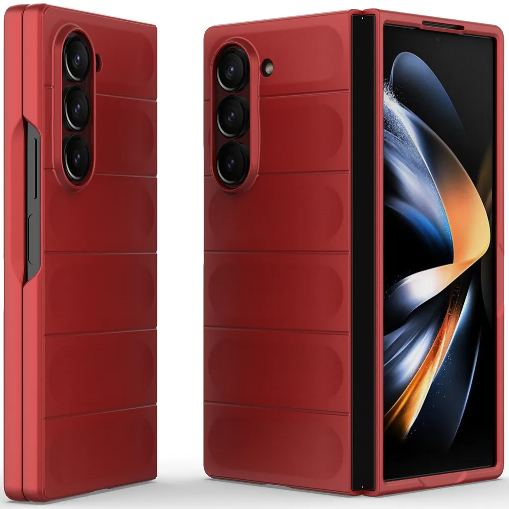 Custodia per Samsung Galaxy Z Fold 6 Custodia rigida in PC opaco antiurto antiscivolo rosso - 2