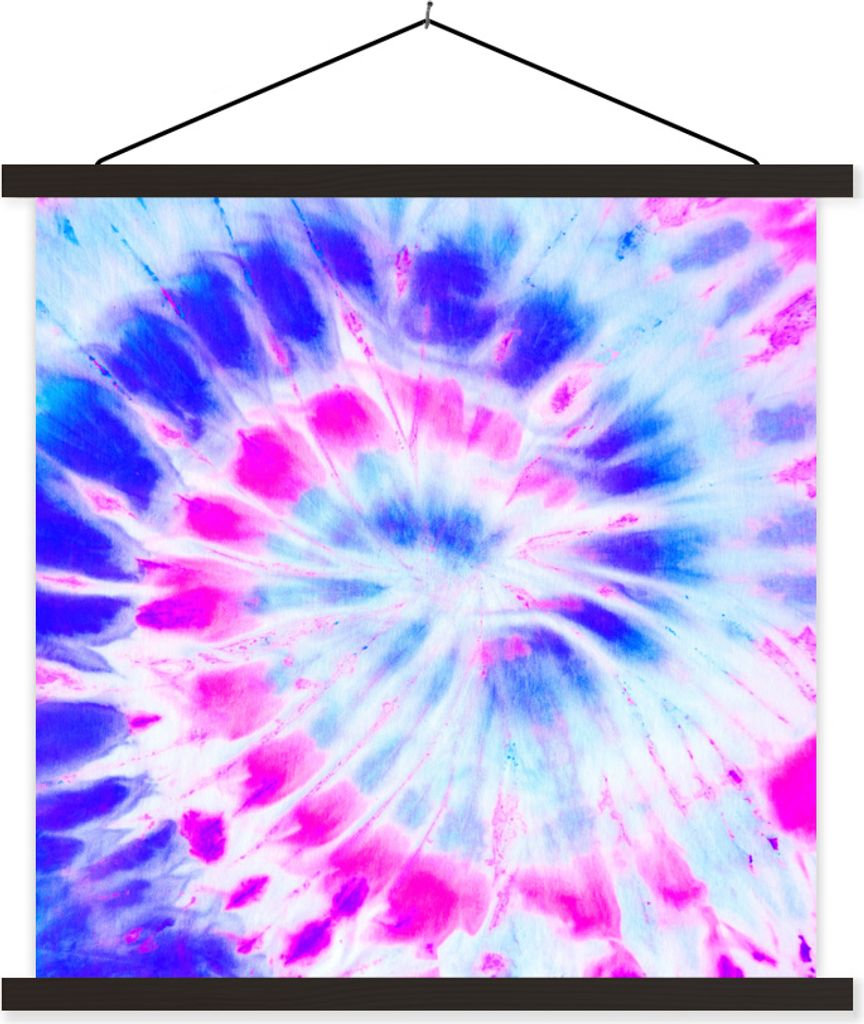 MuchoWow Textilposter Sommer - Krawattenfärbung - Lila 90x90 cm mit schwarzem Rahmen - Magnetisches