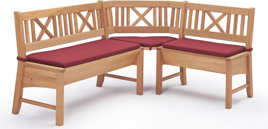 Eckbank Deborah aus Massivholz 177 x 135 x 87 Küchenbank massiv Buche lackiert/Weinrot 12147-177135-rot