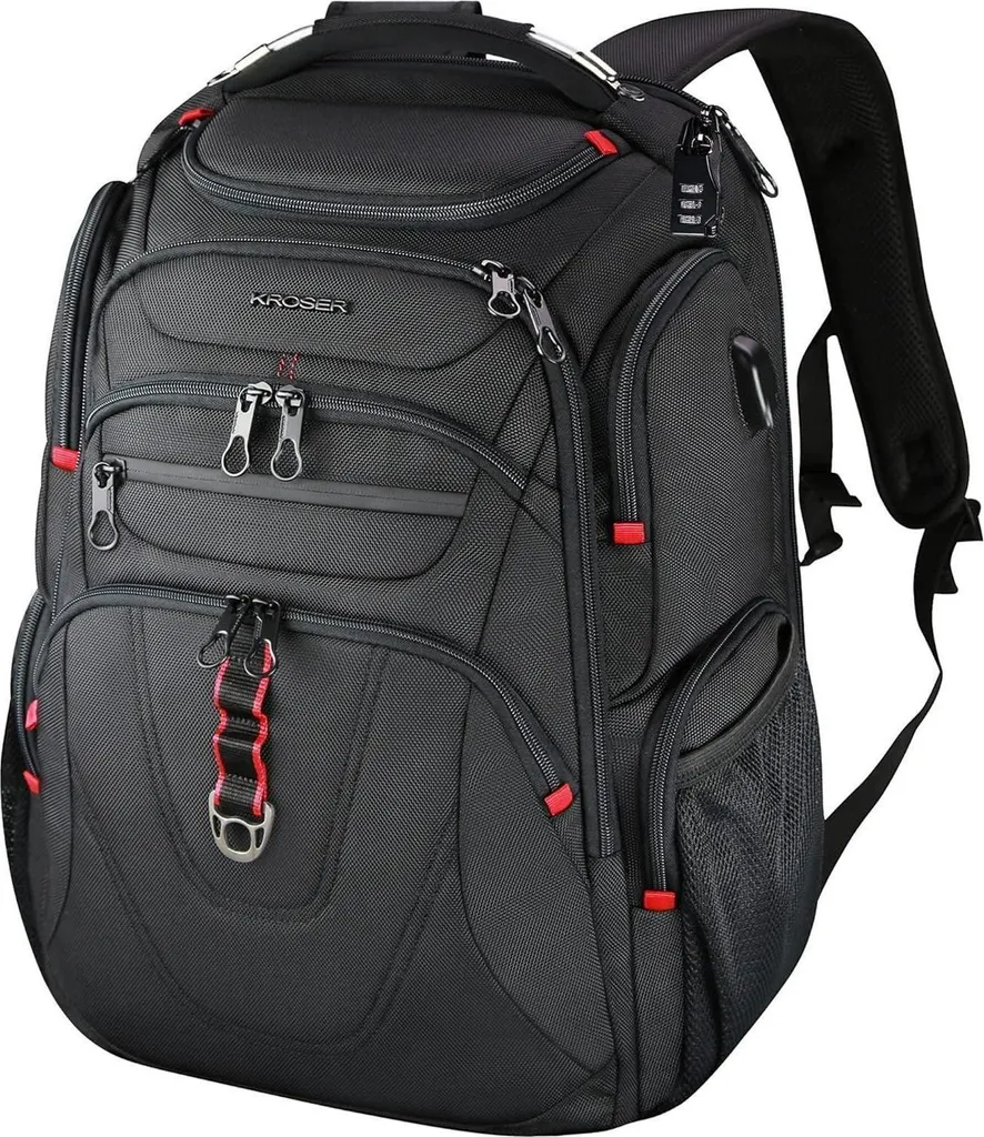 Grand Sac à Dos Informatique 17,3 Pouces avec Multi-Compartiments Noir
