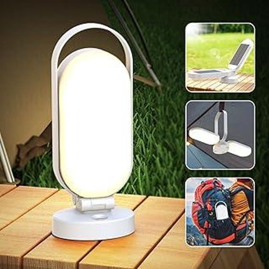 Hapfish LED Campinglampe Akku Aufladbar, 5000mAh Batterie Solar Camping Licht Outdoor, Faltbare Wasserfeste Aufhängen Camping Laterne Zubehör Aus...