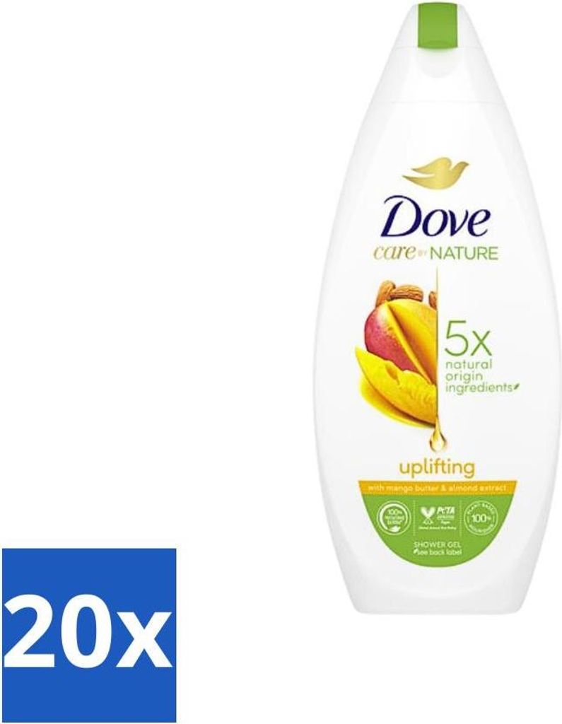 Dove Care By Nature – Erfrischendes Duschgel – Mangobutter & Mandelextrakt – 225 ml - Vorteilspack - 20 Stücke