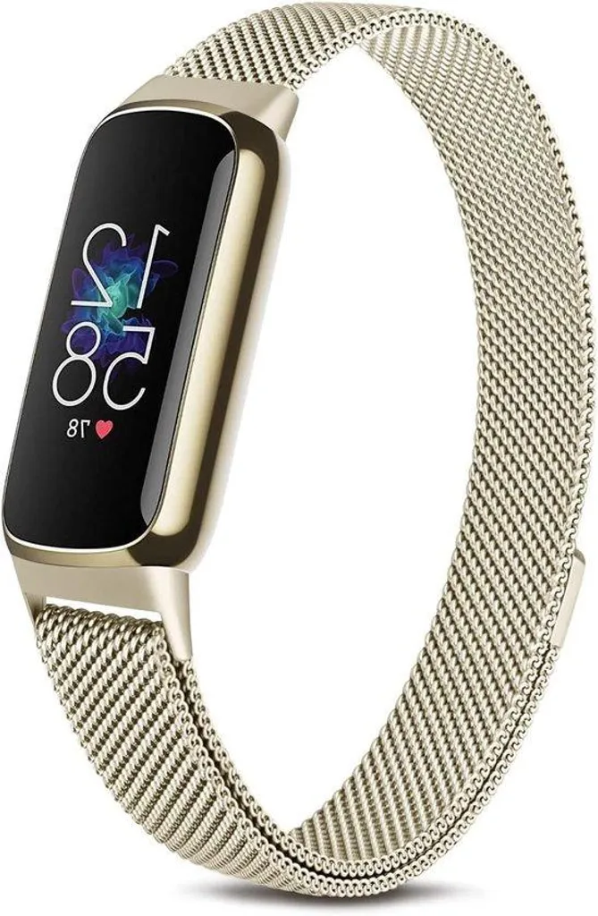 Bracelet Fitbit Luxe magnétique en acier inoxydable maillé champagne