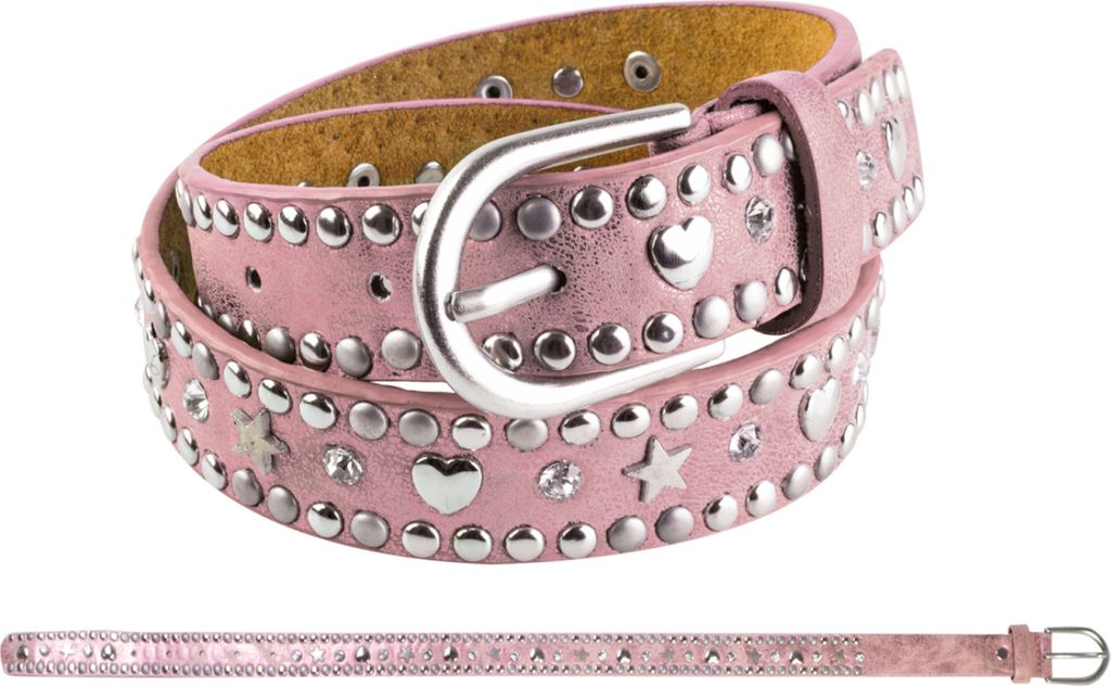 Gürtel Nieten Herz & Stern rosa 65 cm - bb-Klostermann 22548 - Kindergürtel
