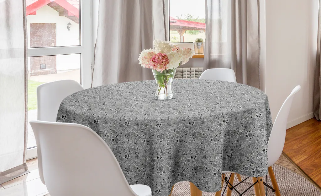 ABAKUHAUS Tovaglia rotonda con ricci, a pois floreali a righe, tovaglia circolare per sala da pranzo