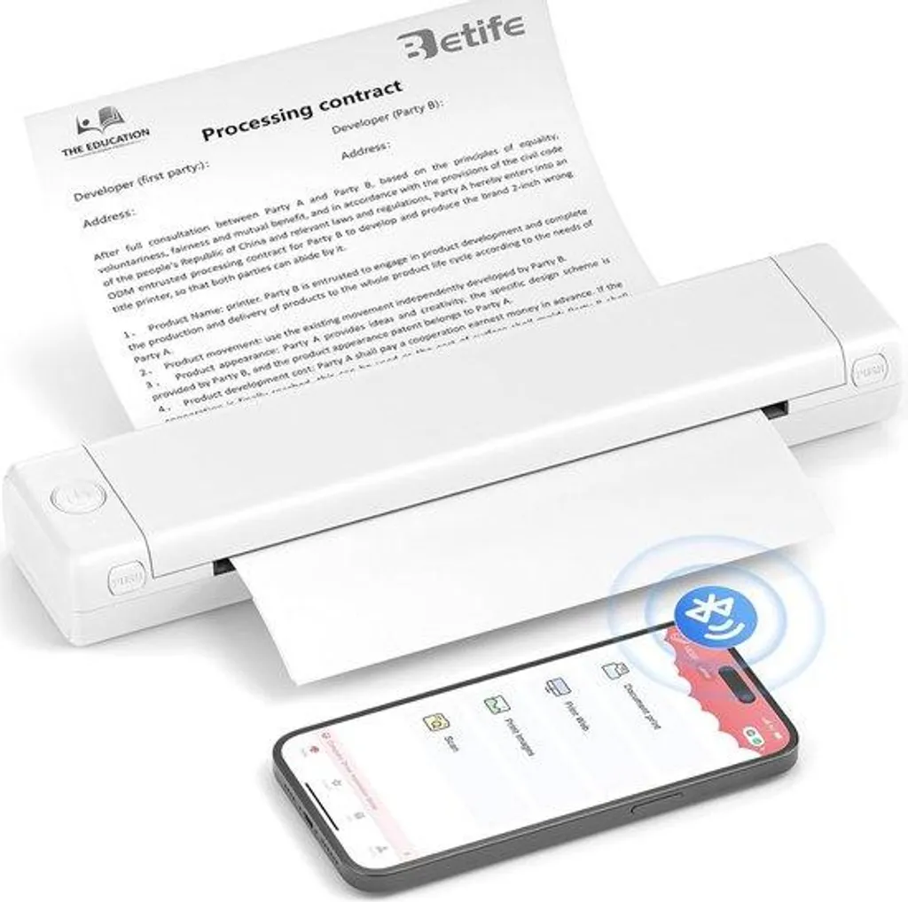 Imprimante A4 Bluetooth sans encre thermique avec batterie rechargeable