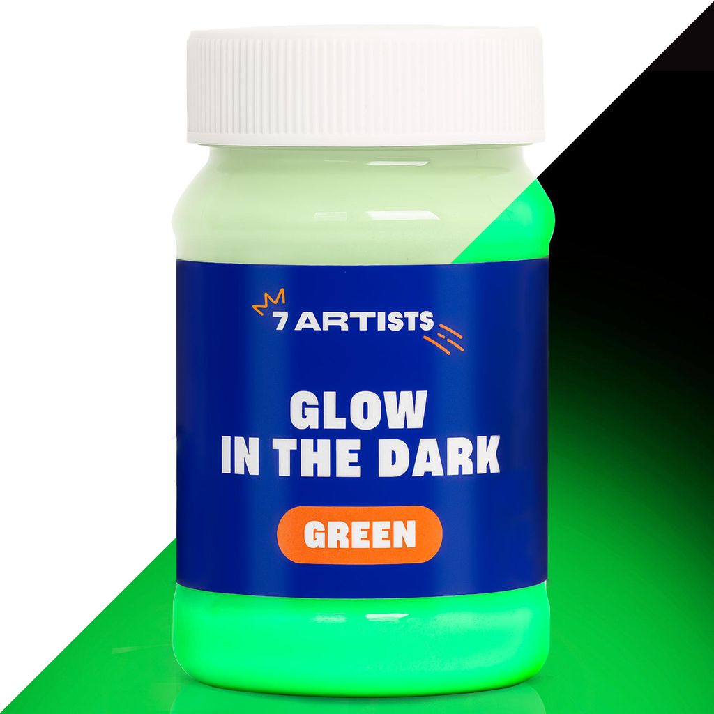 7 Artists Leuchtfarbe Acryl 100 ml – Grün Fluoreszierende Farbe im Dunkeln | UV Schwarzlicht Farbe | Nachtleuchtende Neon Acrylfarbe Wasserbasis