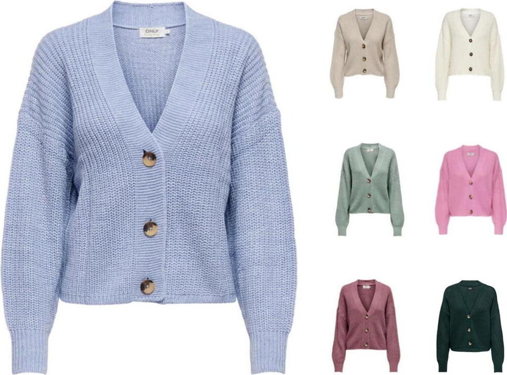 ONLY Kurze Strickjacke Langarm V-Ausschnitt Knitted Produktbild 12