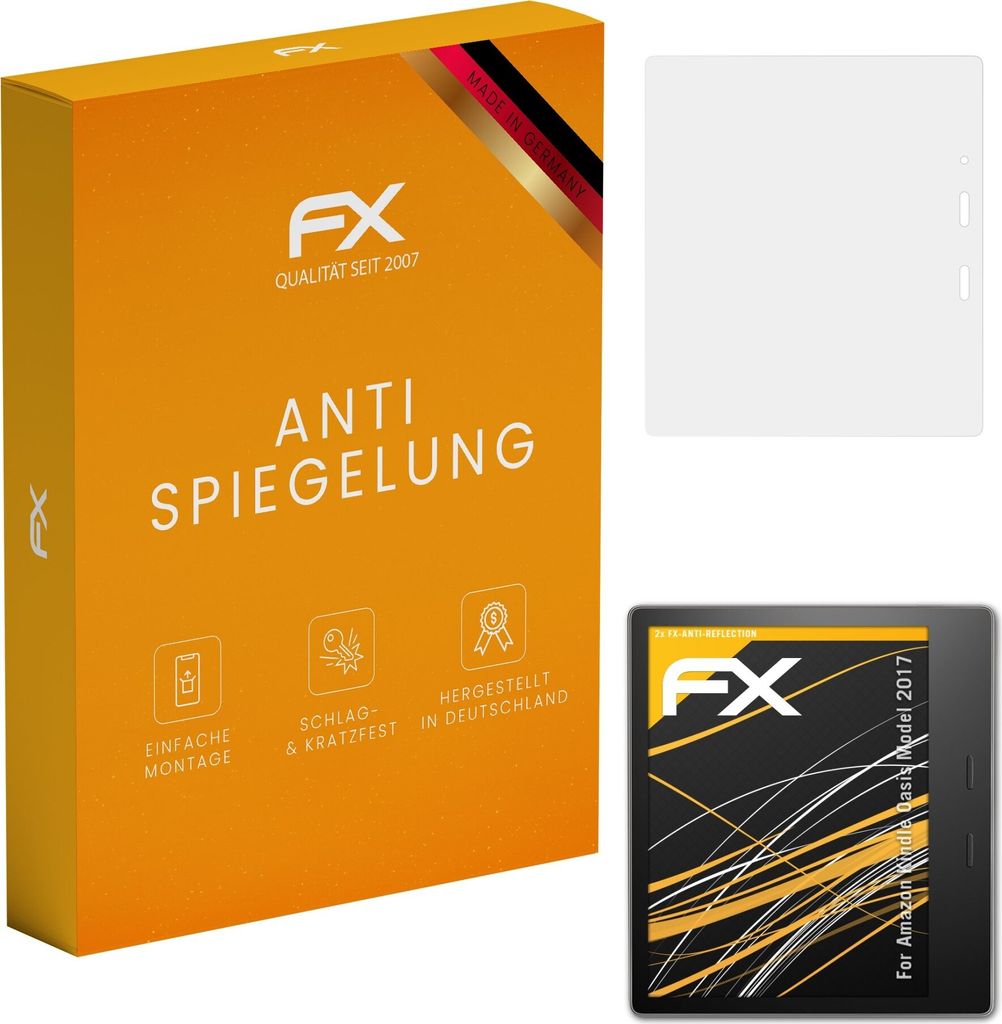 atFoliX FX-Antireflex 2x Schutzfolie kompatibel mit Amazon Kindle Oasis (Model 2017) Displayfolie