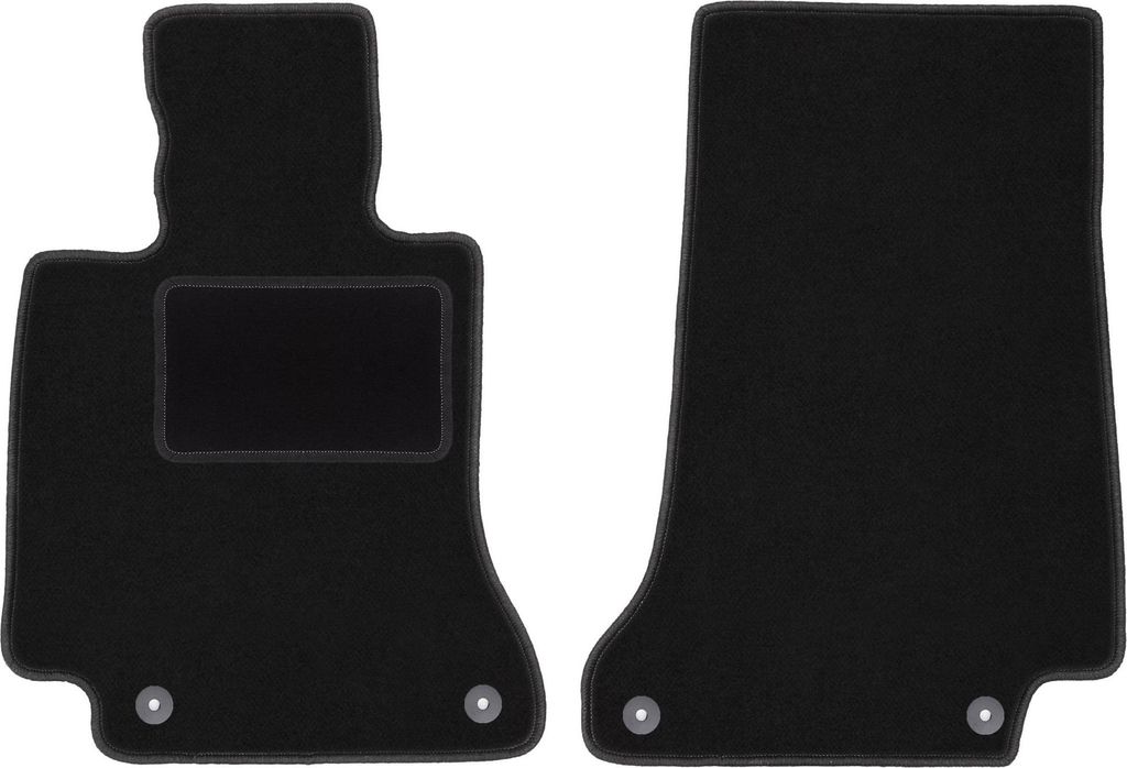 Velours-Fußmatten Vorne passend für Mercedes C W205 (Cabrio, Coupé, Bj. 2015-) – schwarz, passgenau, mit Befestigungen set 2 Stk. - STANDARD