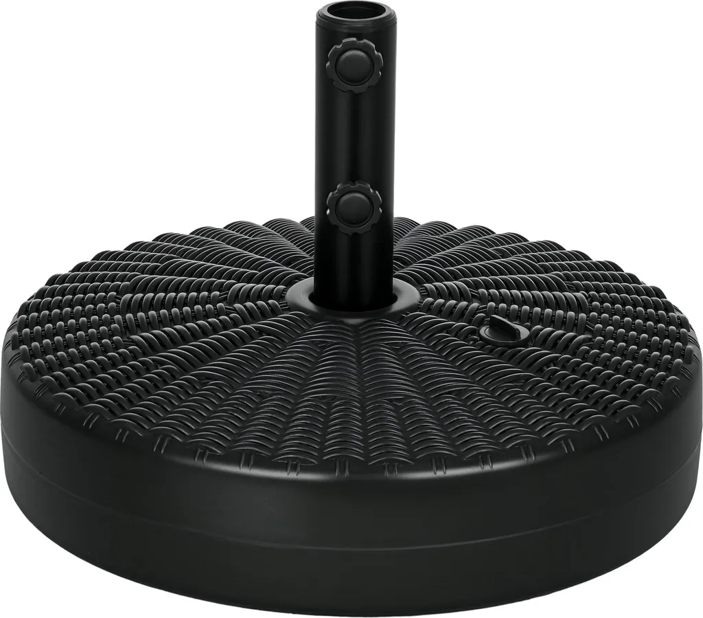 Pied de parasol Outsunny HDPE noir à remplir eau sable Ø51 cm mât 38-48mm