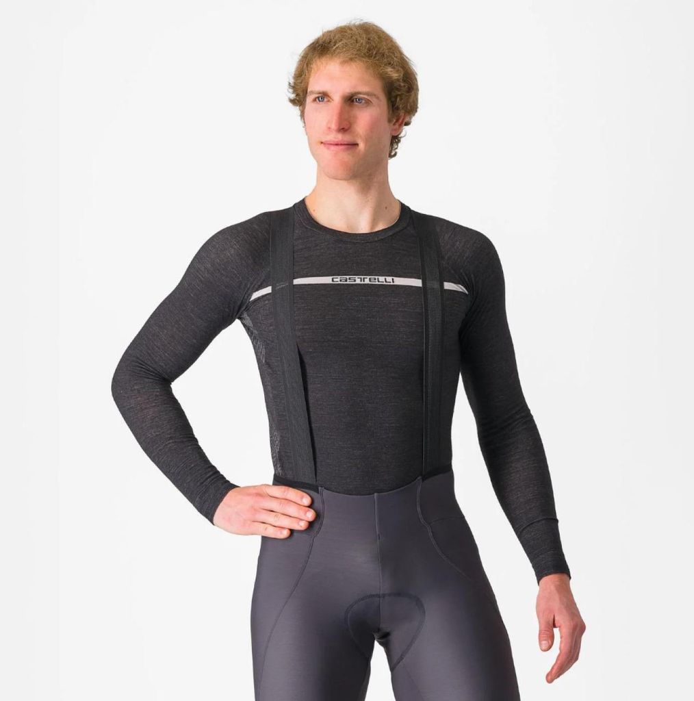 CASTELLI Langarm Fahrrad-Shirt - MERINO - Grau S-M
