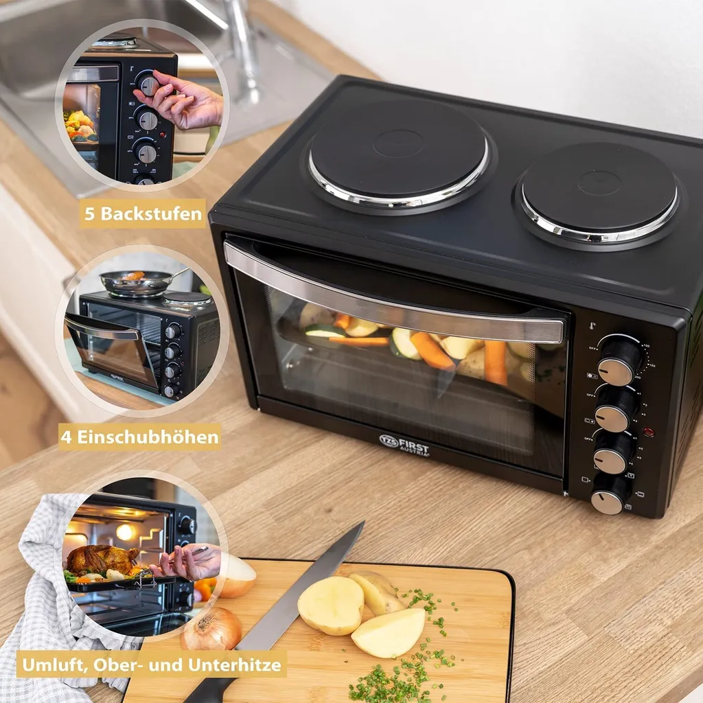 Mini-four avec plaques de cuisson pour rôtir et mijoter en simultané - 7