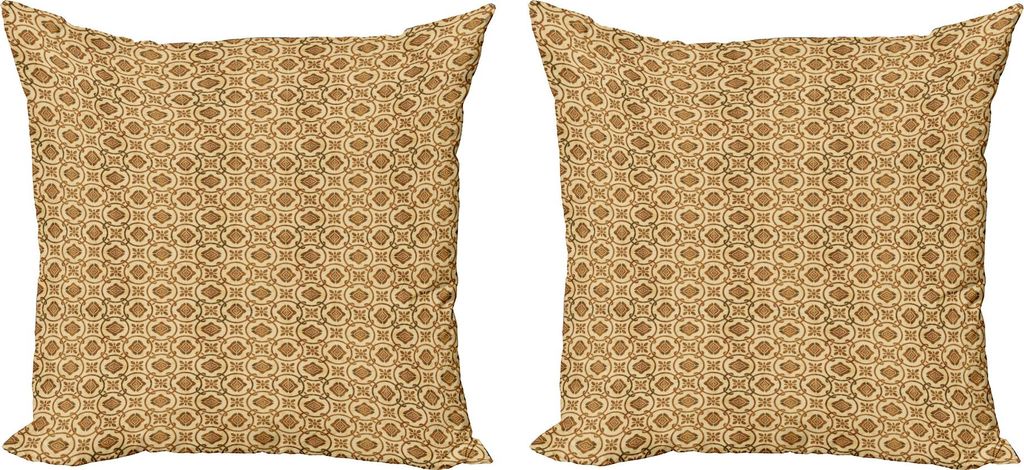 ABAKUHAUS Erdfarben Kissenbezug Set (2Stück), Ethnische traditionelle Kultur Folk Funky künstlerische Floral Kette Vintage-Effekt, 50 x 50 cm, Be...
