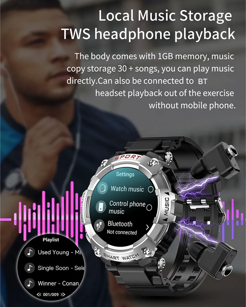 Smartwatch Sportivo T96 + Cuffie Wireless | Monitor Salute IP67 - 4