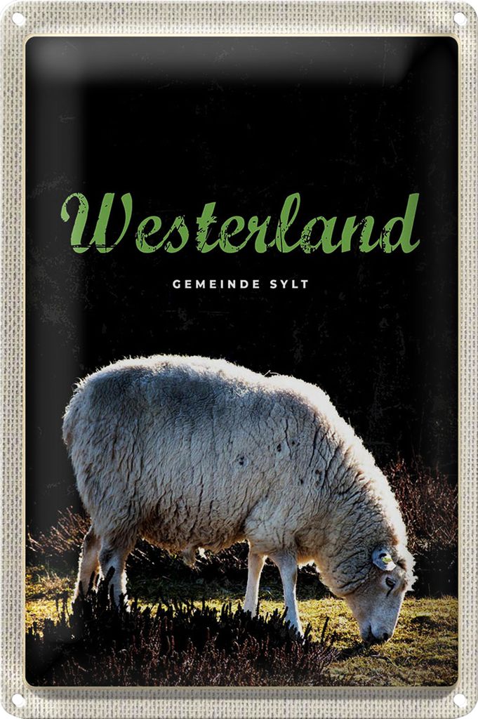 Blechschild Reise 40x30cm Westerland Natur Tiere Schafe Wiese