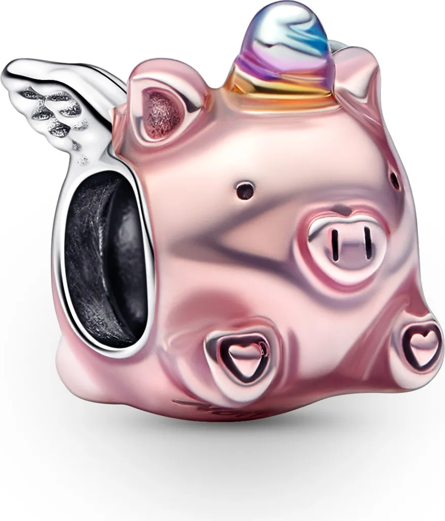 Bijou Pandora 792573C01 Charm Cochon Licorne Ailé Argent Fin et Détails
