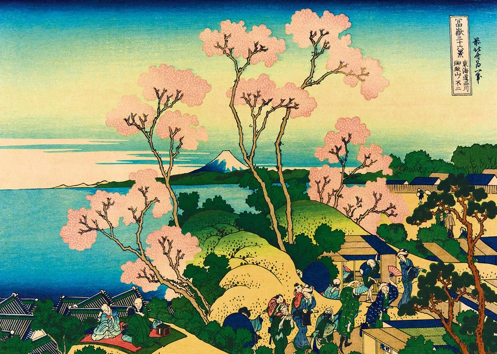 Puzzle 1000 pièces Bluebird Katsushika Hokusai Shinagawa sur le Tokaido