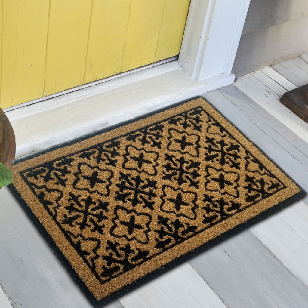 Schuhabstreifer mit Ornamenten & Bordüre - strapazierfähiges Kokos Größe - 40 x 60 cm
