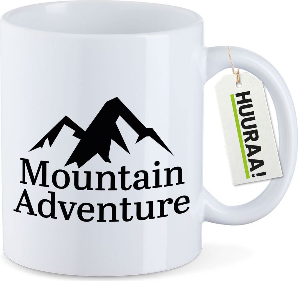 Huuraa Kaffeetasse Mountain Adventure Berge 330ml Weiß Keramik Kaffeebecher Geschenkidee