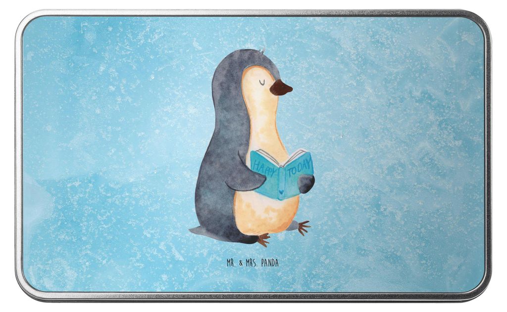 Mr. & Mrs. Panda Dose Pinguin Buch - Eisblau - Geschenk, Ferien, Keksdose, Geschenkbox, Urlaub, Lesen, Nichtstun, Blechdose, Geschenkartikel, Büch...