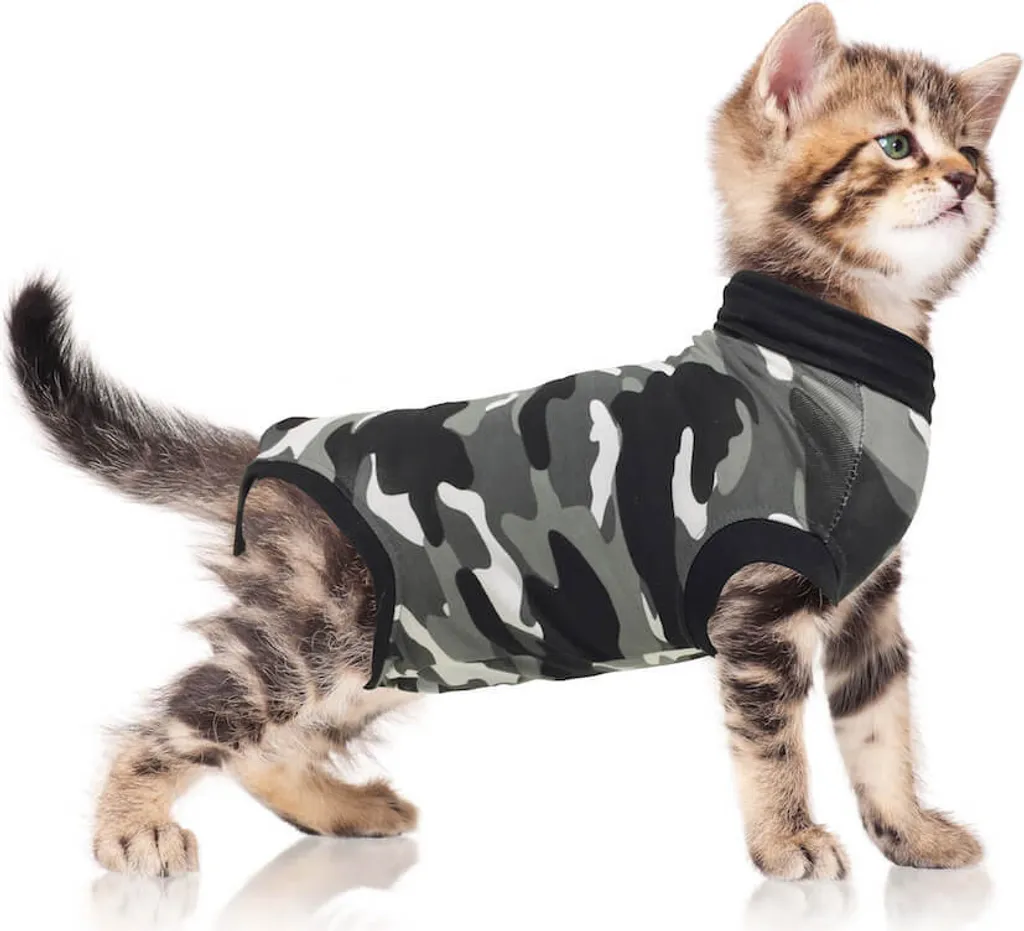 Suitical Recovery Suit Gatto XS Nero Camouflage - Body Post Operatorio - 6