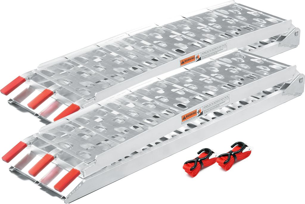 Wiltec 2x Auffahrrampe 223 cm 680 kg für ATV Motorrad Quad, Aluminium Auffahrschiene faltbar, Verladerampe rutschsicher