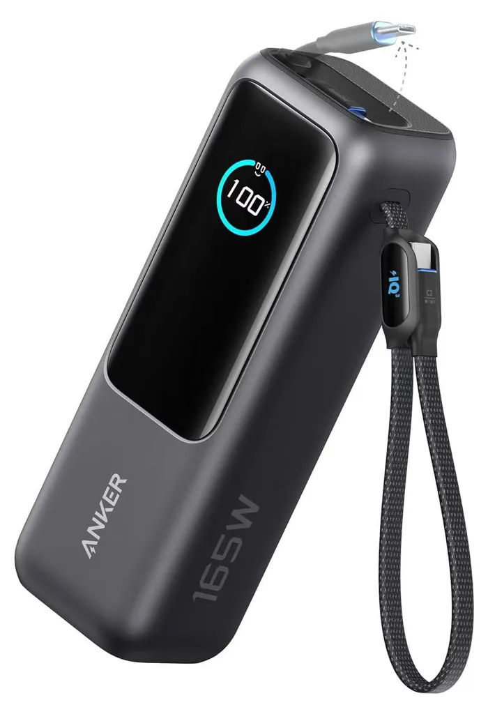 Anker Batterie Externe 25 000 mAh 165W avec Câble USB-C Rétractable
