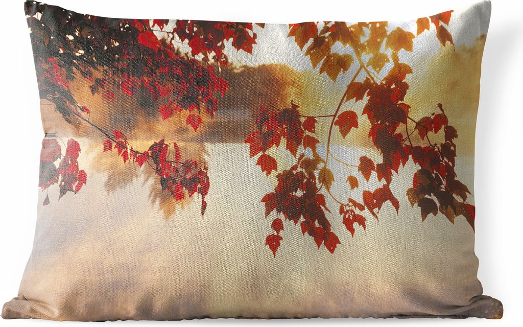 MuchoWow Outdoor Kissen - Blätter - Sonne - Herbst - 60x40 cm - Wetterfest - Lounge Kissen - Zierkissen - Kissen für Innenräume