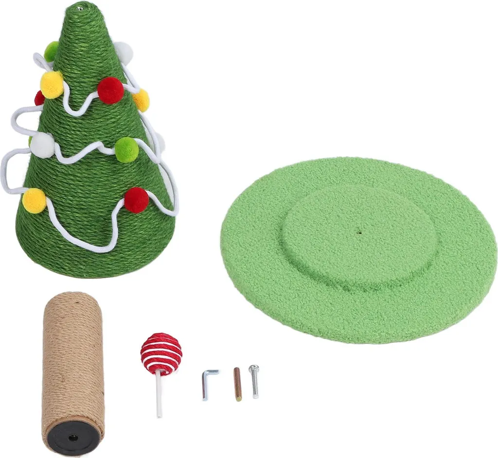 Poteau Griffoir pour Grand Chat Style Sapin Noël - Accessoire Sisal 40cm