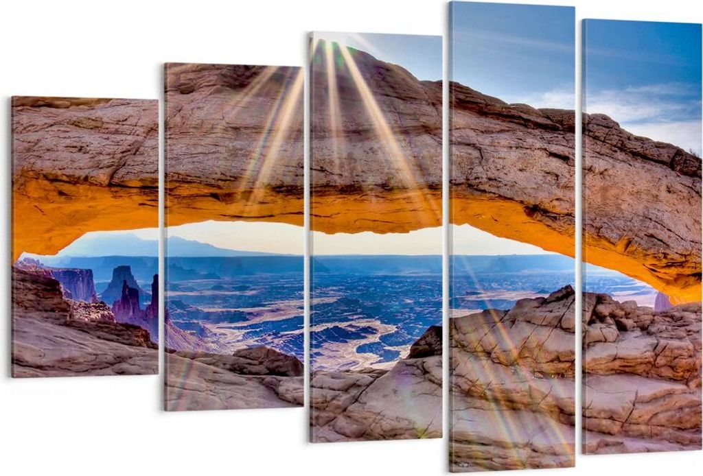 Bild auf Leinwand - Leinwandbild - Felsen Ansicht Landschaft - 150x100cm - Wand Bild - Wanddeko - Leinwanddruck - Bilder - Kunstdruck - Wanddekorat...