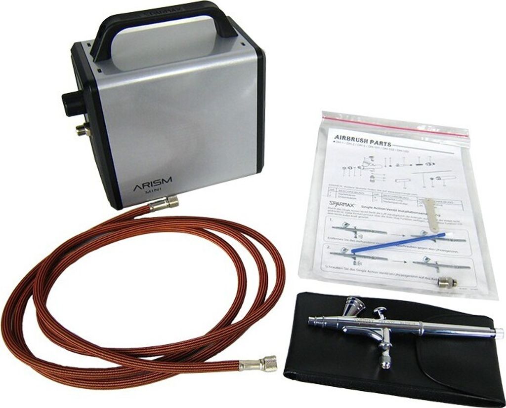 Airbrush Set Sparmax DH-102 mit ARISM Mini Kompressor Druckluft