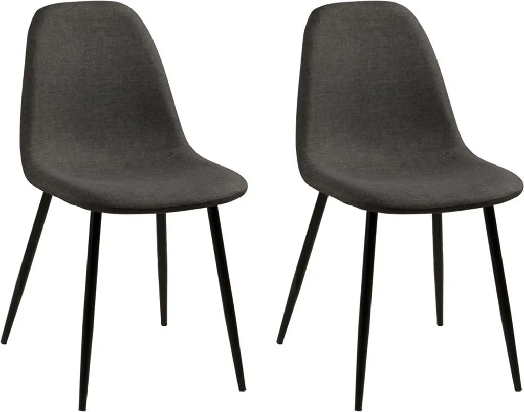 Chaise de salle à manger confortable Willy en tissu gris et noir