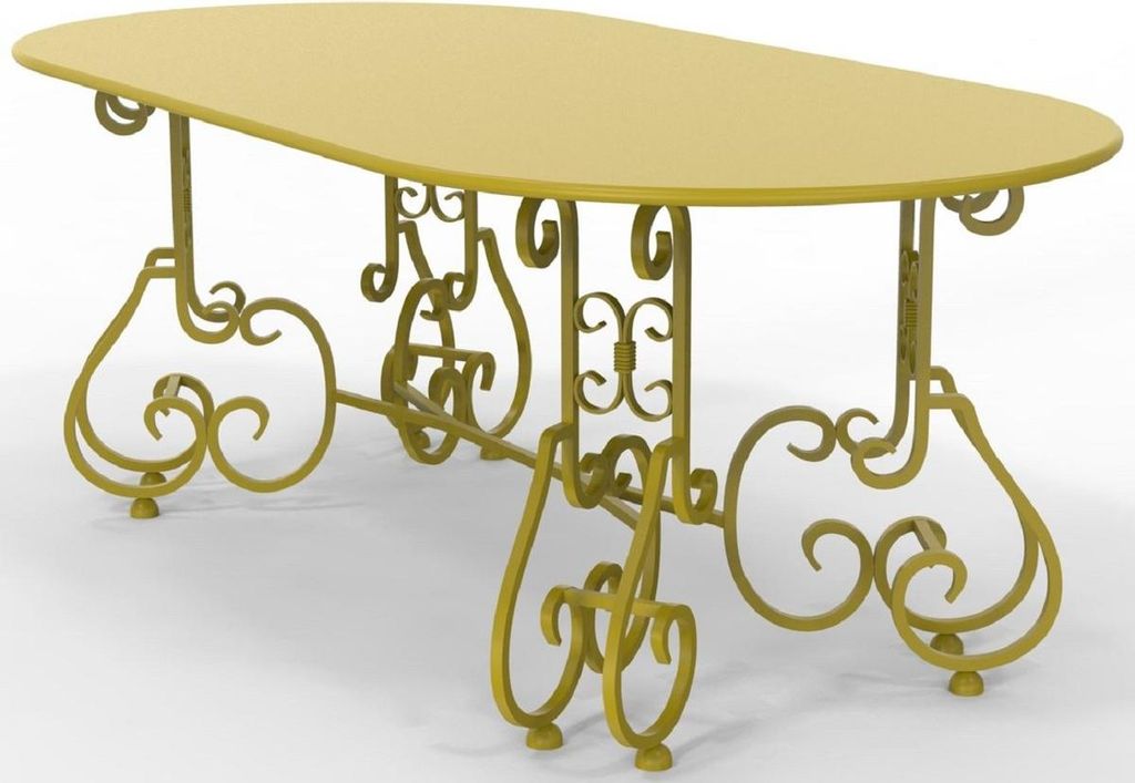 Casa Padrino Jugendstil Gartentisch 200 x 100 x H. 73,5 cm - Verschiedene Farben - Ovaler Schmiedeeisen Garten & Terrassen Tisch - Jugendstil Schmi...
