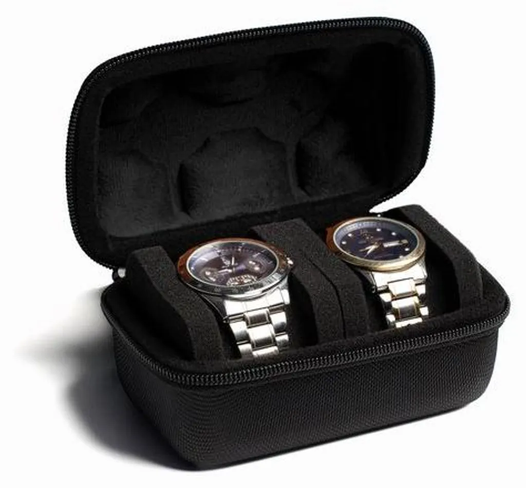 Étui rigide pour 2 montres avec coussin anti-chocs noir en velours