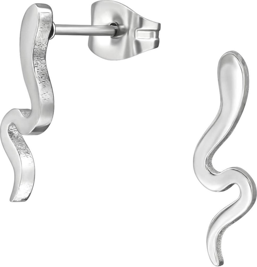 Ohrringe Ohrstecker 316L Chirurgenstahl mit Schlange in verschiedenen Farben Farbe - Silber