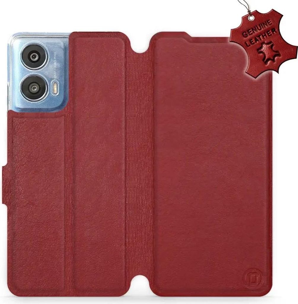 Echtleder Handyhülle für Motorola Moto G24 Power, Mobiwear Leather, Dunkelrot