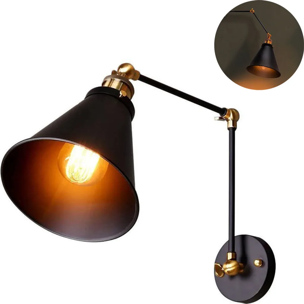 LEDSone Industrielle Wandleuchte In Gelbmessing – Vintage Design, Verstellbarer Arm, E27 Fassung