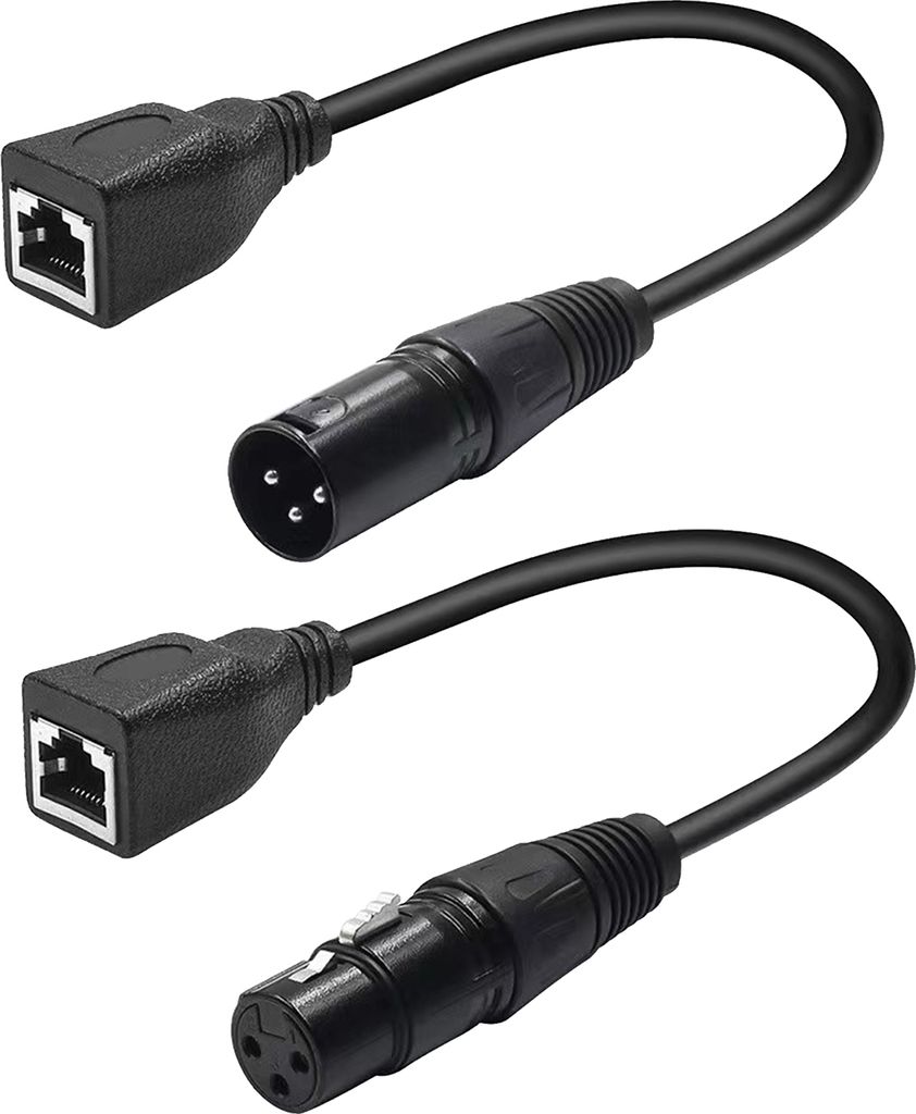 XLR 3-poliges RJ45-Adapterkabel - XLR 3-poliger Stecker auf RJ45 + XLR 3-polige Buchse auf RJ45-Buchse DMX-Ethernet-Adapter-Konverterkabel