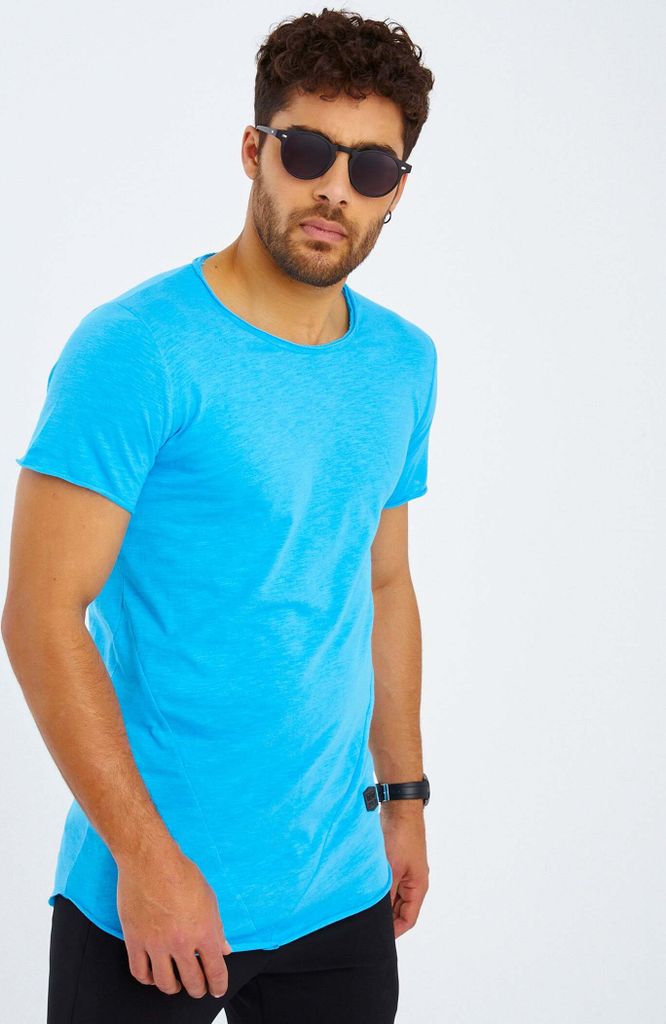 Leif Nelson Rundhals Herren T-Shirt Rundhals LN-6281, Türkis / S