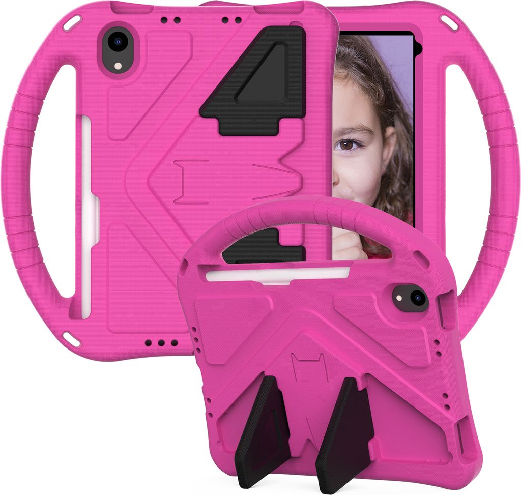 Kinder Hülle für iPad Mini 7 A17 Pro 7th Gen 2024 8.3", Eva Leichte Stoßfeste Ständer, Kids Griff Schutzhülle Rosa