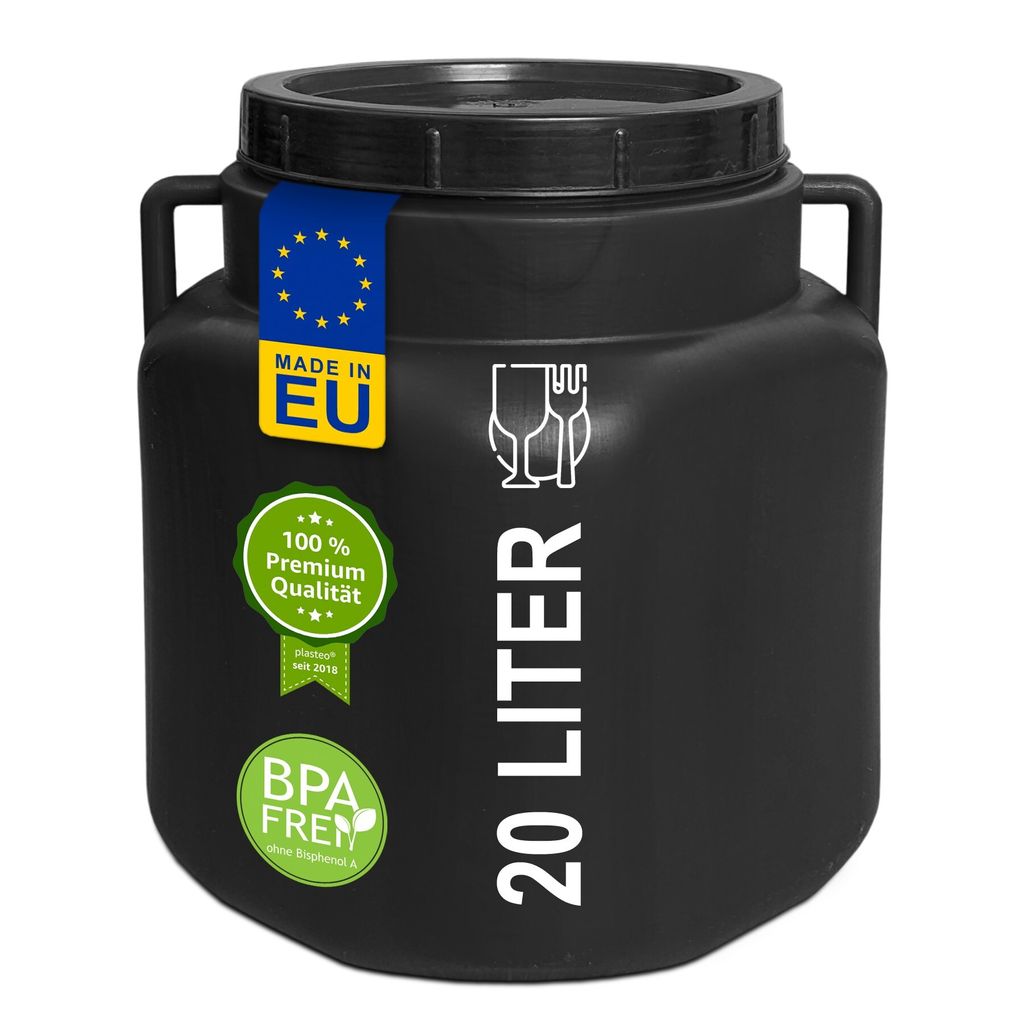 plasteo® Fût à col large de 20 litres avec couvercle et Image du produit 