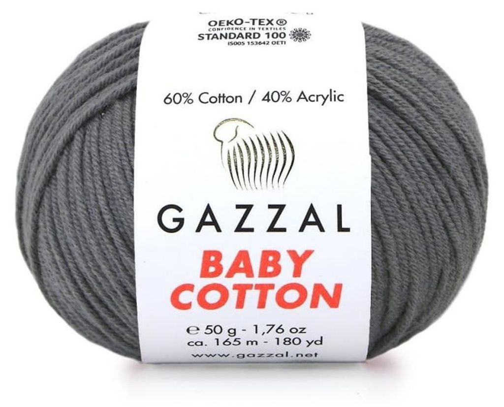 Příze Gazzal Baby Bavlna 3450 – tmavě šedá – pro pletení a Obrázek produktu 