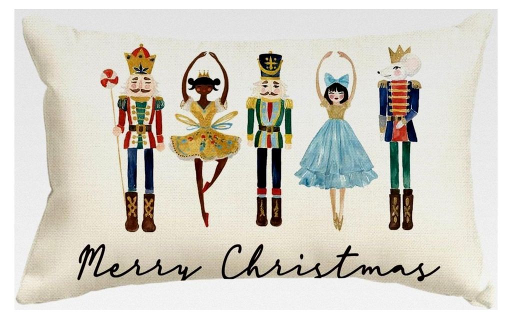 Aquarell Nussknacker Merry Christmas Weihnachten Kissenbezug, 30x50cm Winter Zierkissenbezug für Couch und Wohnzimmer