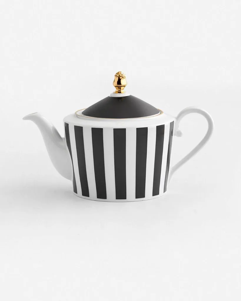 Pichet noir rayé pour service de table - Carafe à jus et eau 1L