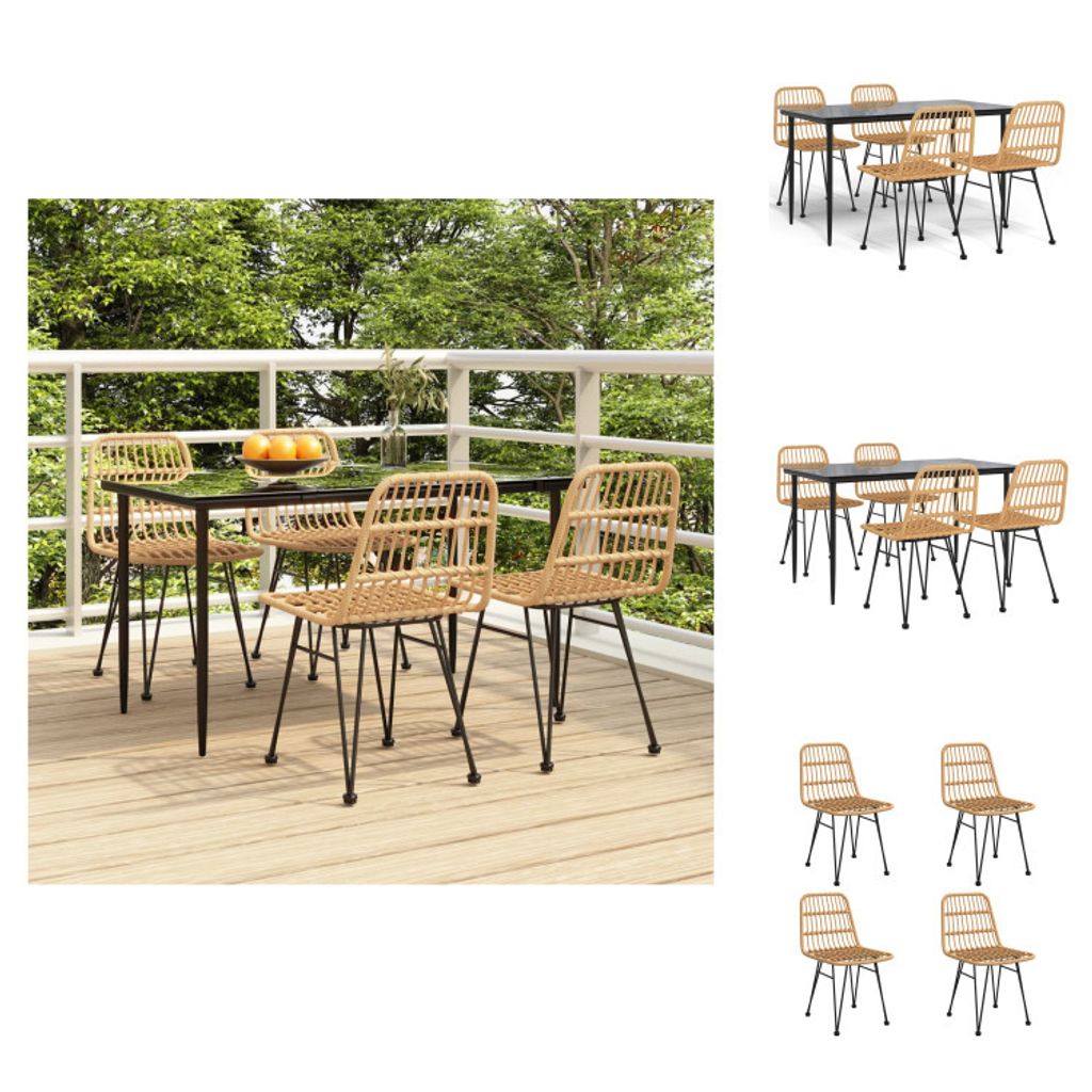 vidaXL 5-tlg. Garten-Essgruppe Poly Rattan - Gartenmöbel-Sets