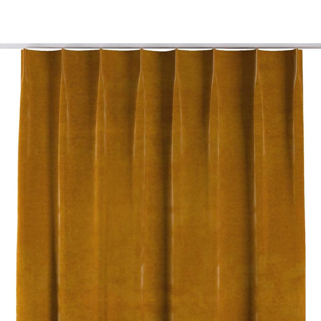 Dekoria Vorhang mit flämischen 1-er Falten, honiggelb, 90 x 100 cm