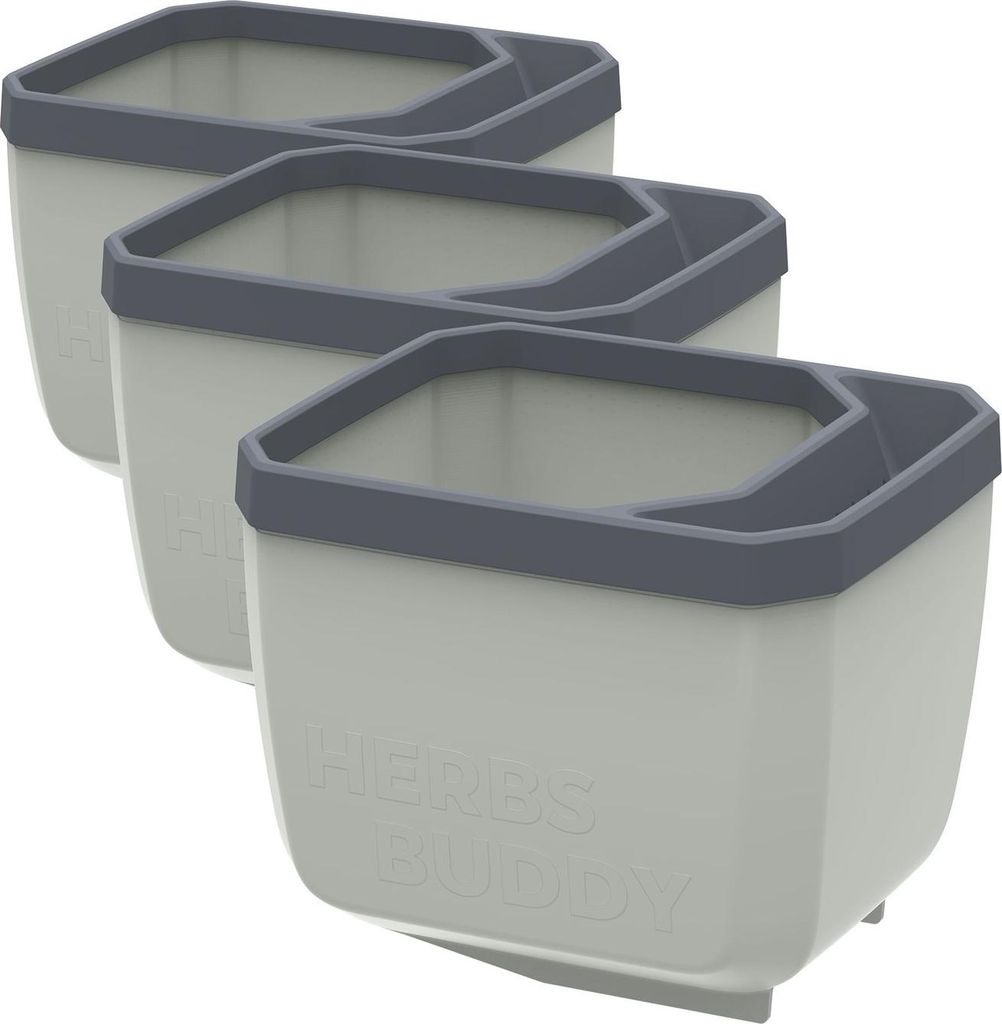 HERBS BUDDY Kräutertopf hellgrau | Kräutertöpfe von Gusta Garden, Menge (Stück):3 Stück