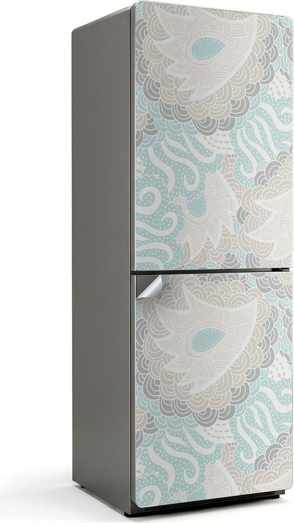 Zartes Blumenmuster – Kühlschrank Aufkleber – Klebefolie Kühlschrank – Kühlschrank Nachbildung – Kühlschrankfolie selbstklebend – Kü...